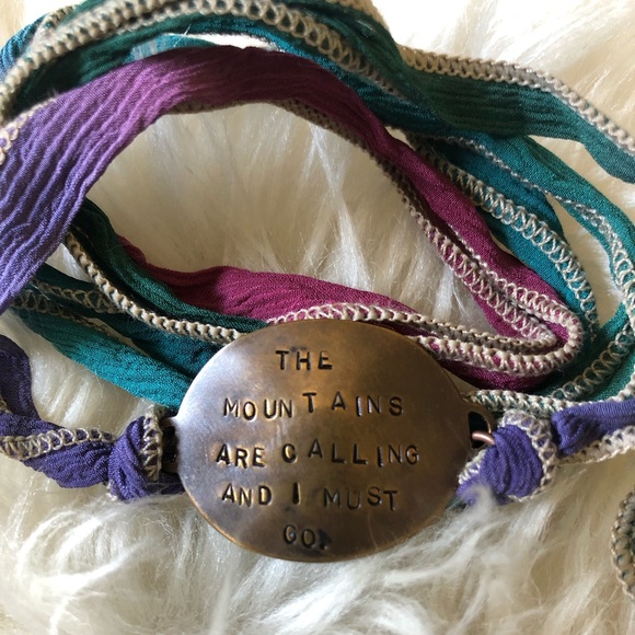 Handmade Silk and Metal Bracelet - Picture 3 of 5